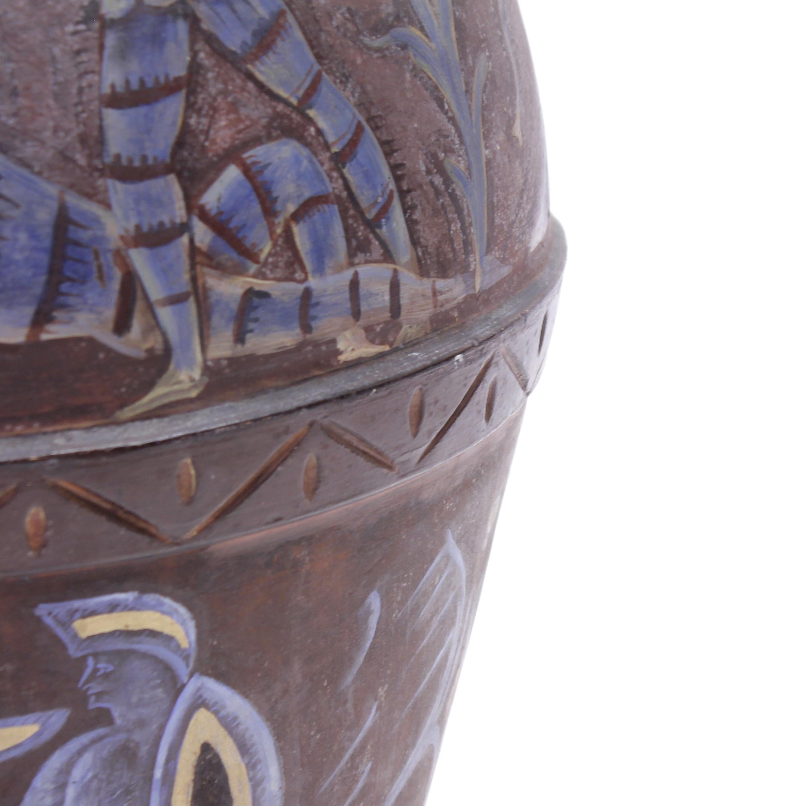 Angelo Ricceri, Large Painted Terracotta Urn / Olive Jar, Early 20th Century 13