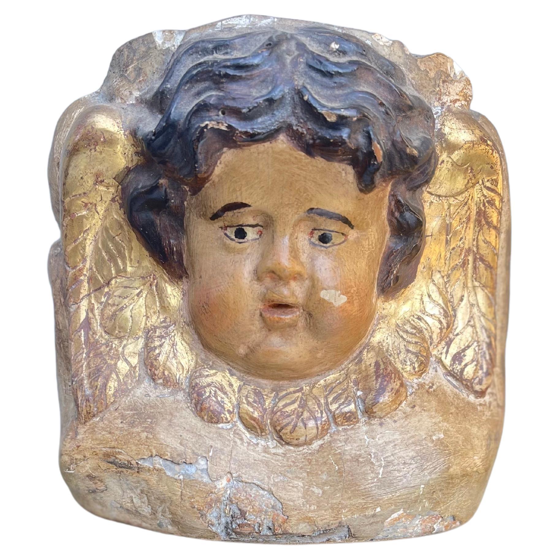 angelo scolpito in legno - putto - antique angel - deco - wood  For Sale