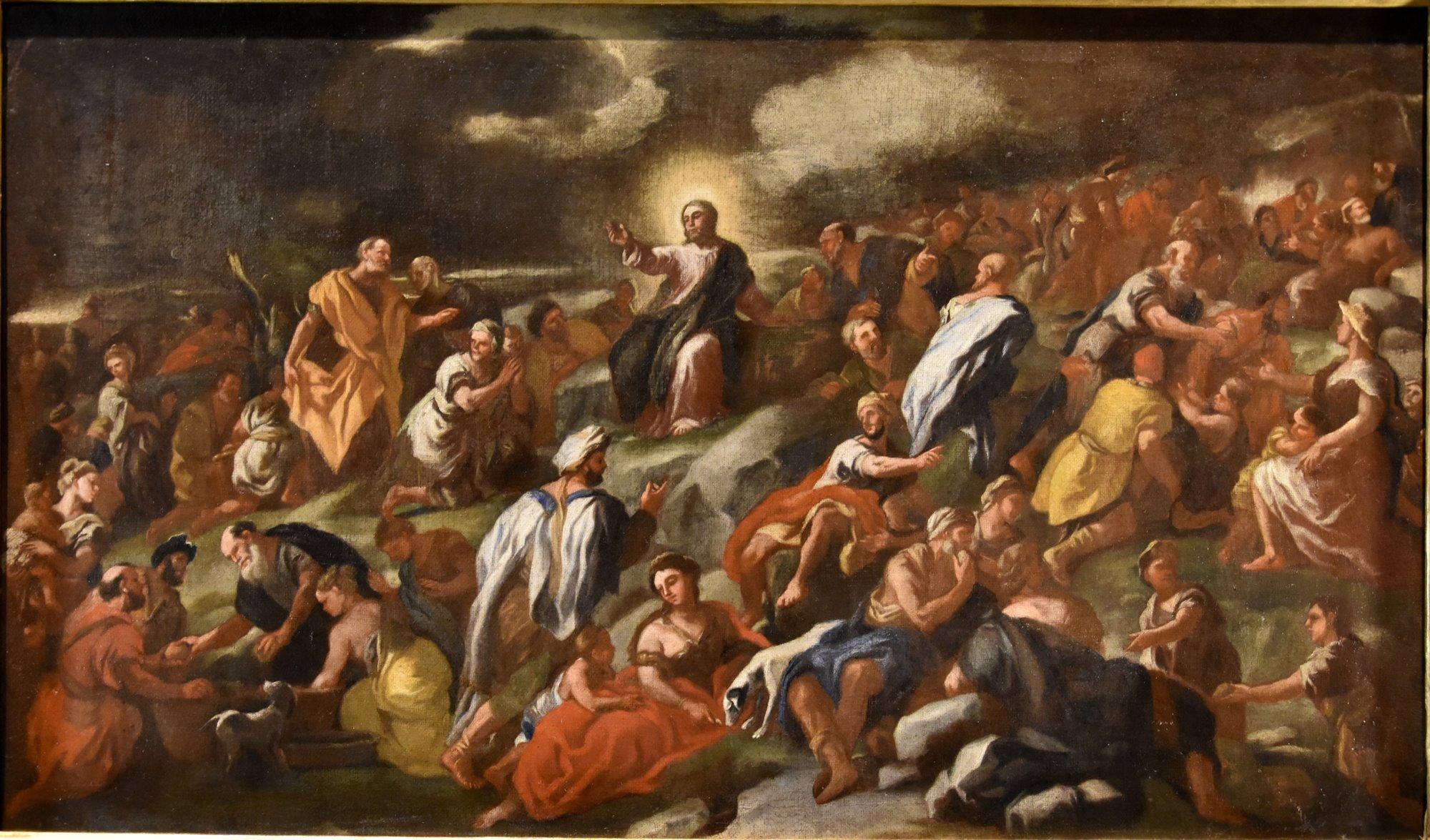 Multiplikation Brote Solimena Malerei 17/8. Jahrhundert Öl auf Leinwand Alte Meister Kunst – Painting von Angelo Solimena (Canale di Serino 1629 - Barra, 1716)  