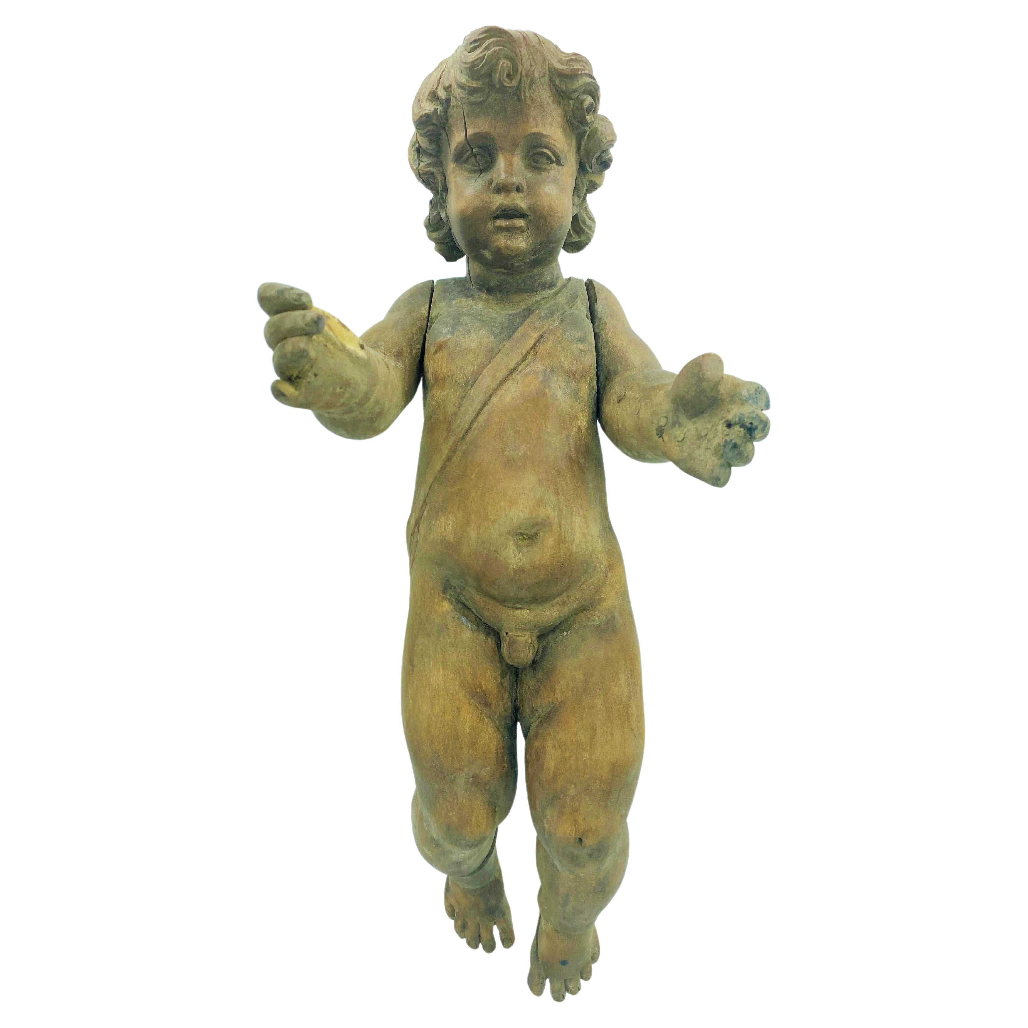 Angelo Statue in Wood Baroque Style, 18th Century For Sale