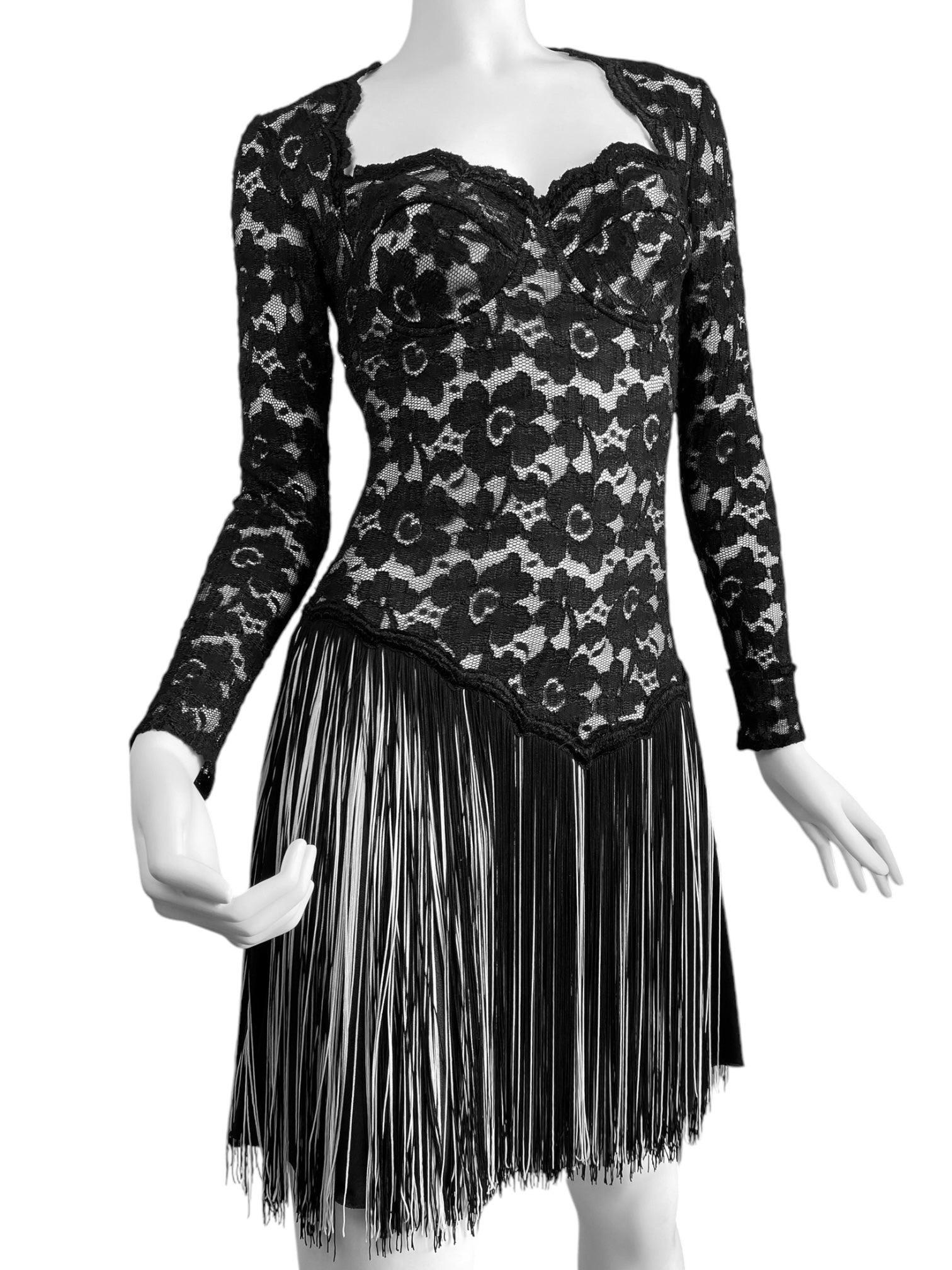 De las mujeres ANGELO TARLAZZI 2000s VESTIDO MINI DE ENCAJE DE ENCAJE NEGRO en venta