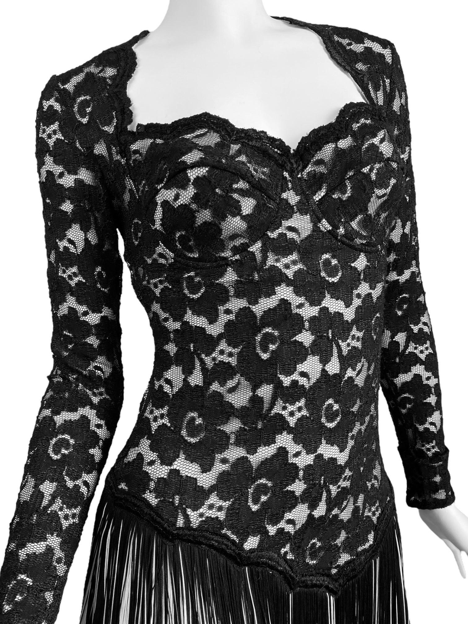 ANGELO TARLAZZI 2000s VESTIDO MINI DE ENCAJE DE ENCAJE NEGRO en venta 1