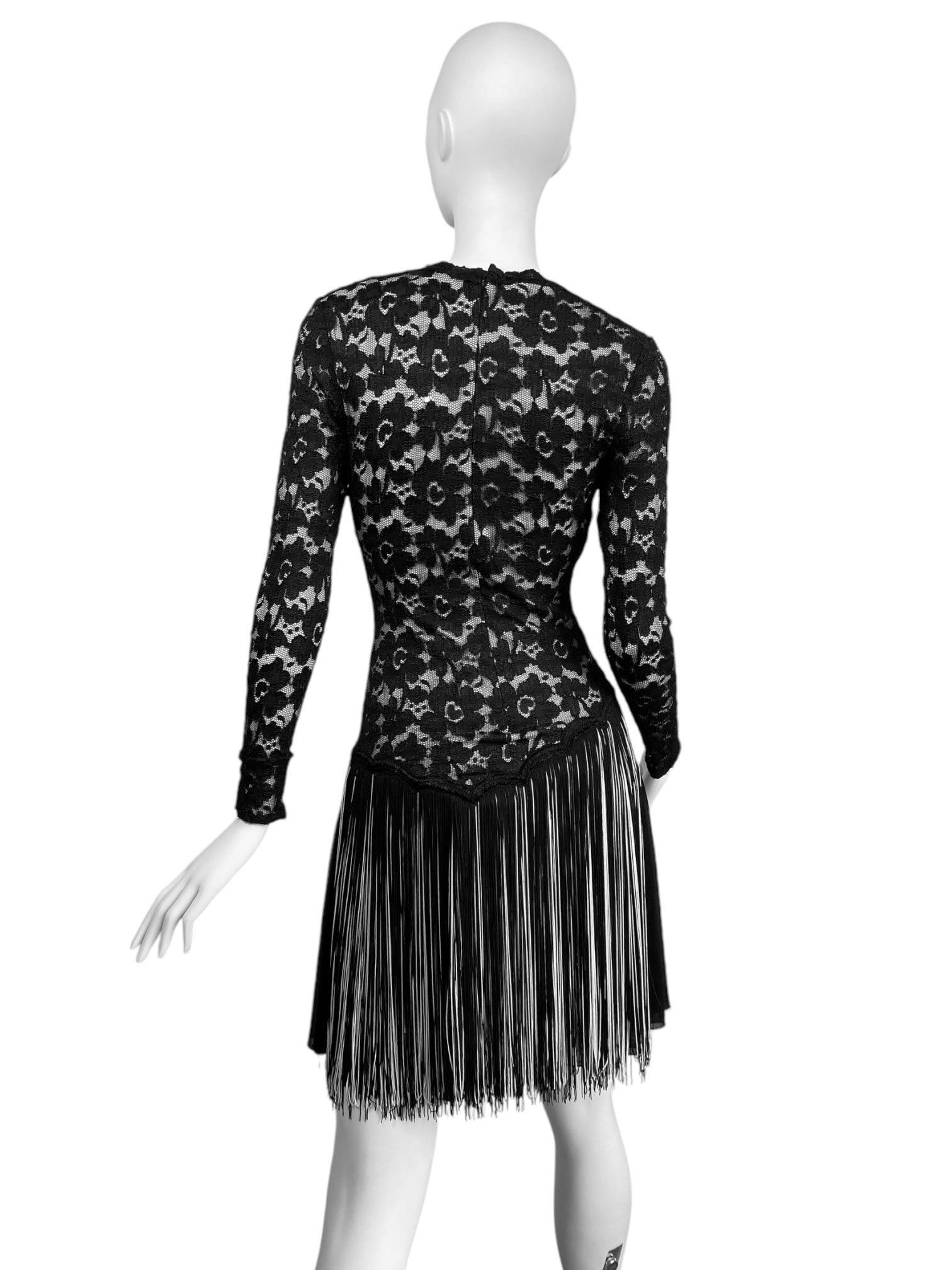 ANGELO TARLAZZI 2000s VESTIDO MINI DE ENCAJE DE ENCAJE NEGRO en venta 3