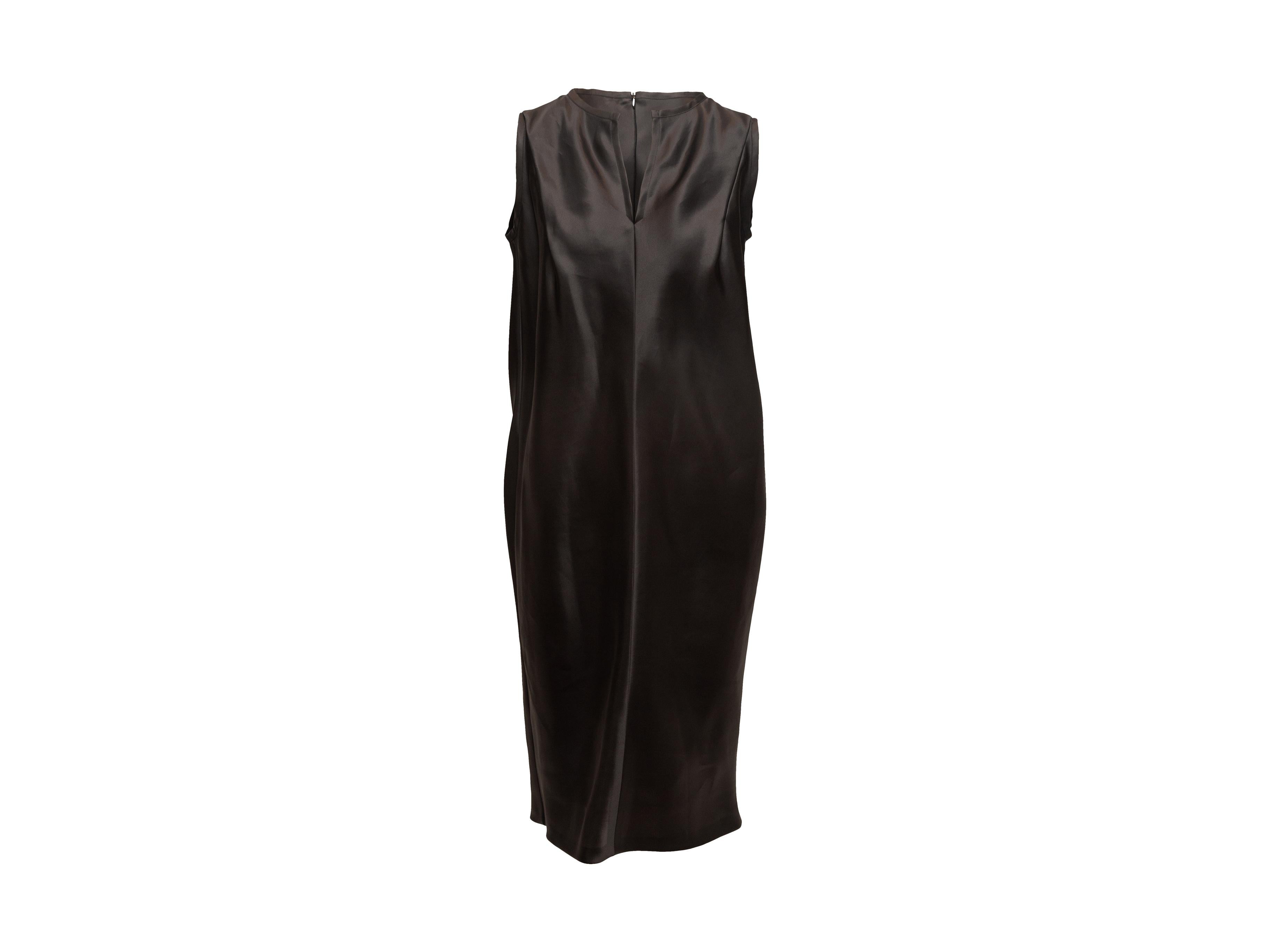 Women's Angelo Tarlazzi Black Silk Sleeveless Midi Dress