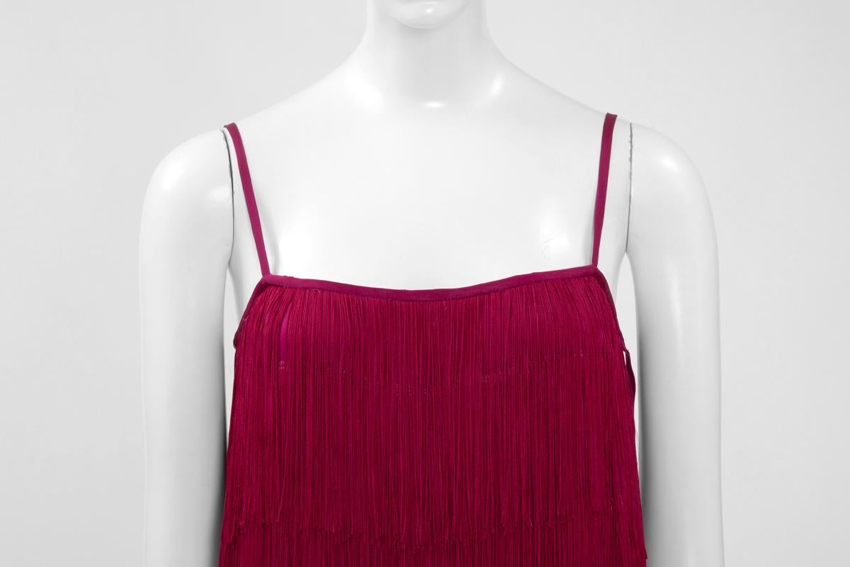 Red Angelo Tarlazzi Fringed Cocktail Dress