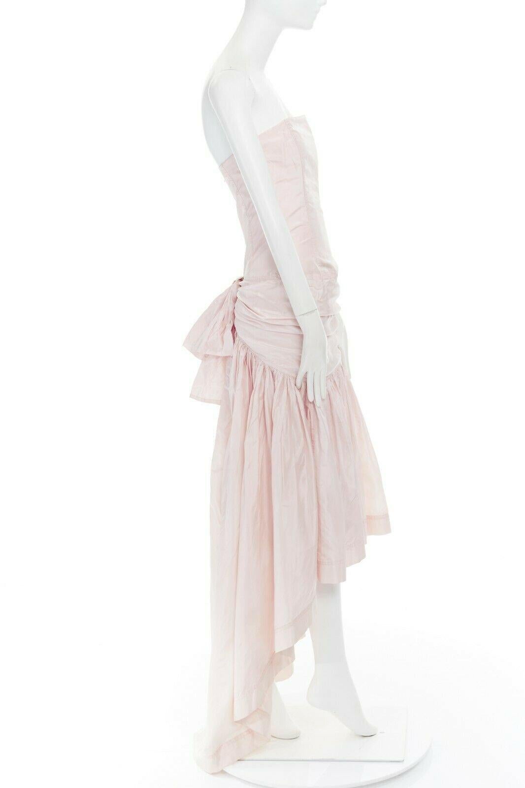 ANGELO TARLAZZI light pink boned corset strapless ruched bow back high ...