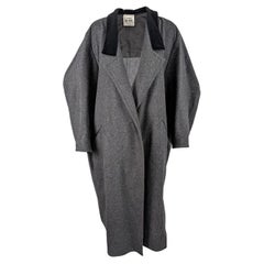 Angelo Tarlazzi Paris Retro Womens Grey Wool Architectural Cocoon Coat, 1980s