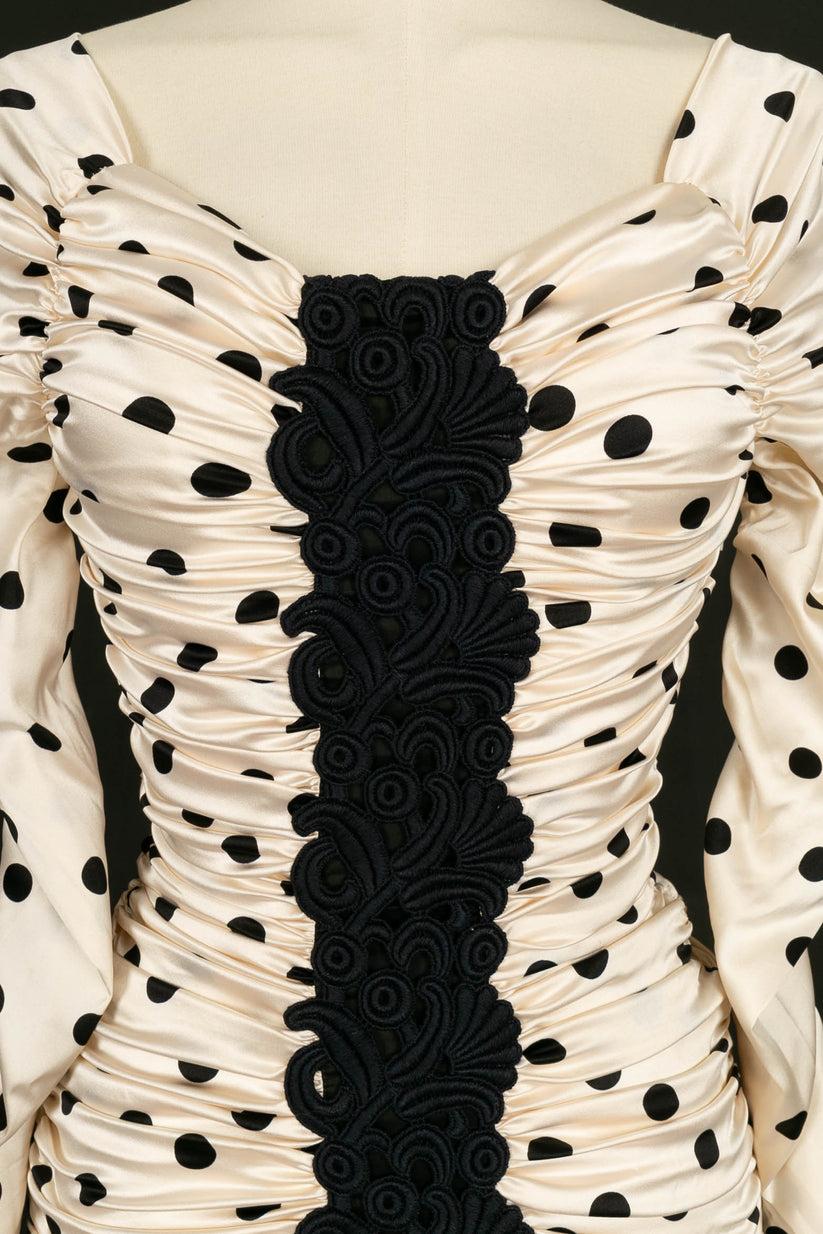 Women's Angelo Tarlazzi Silk Dress with Black Polka Dots For Sale