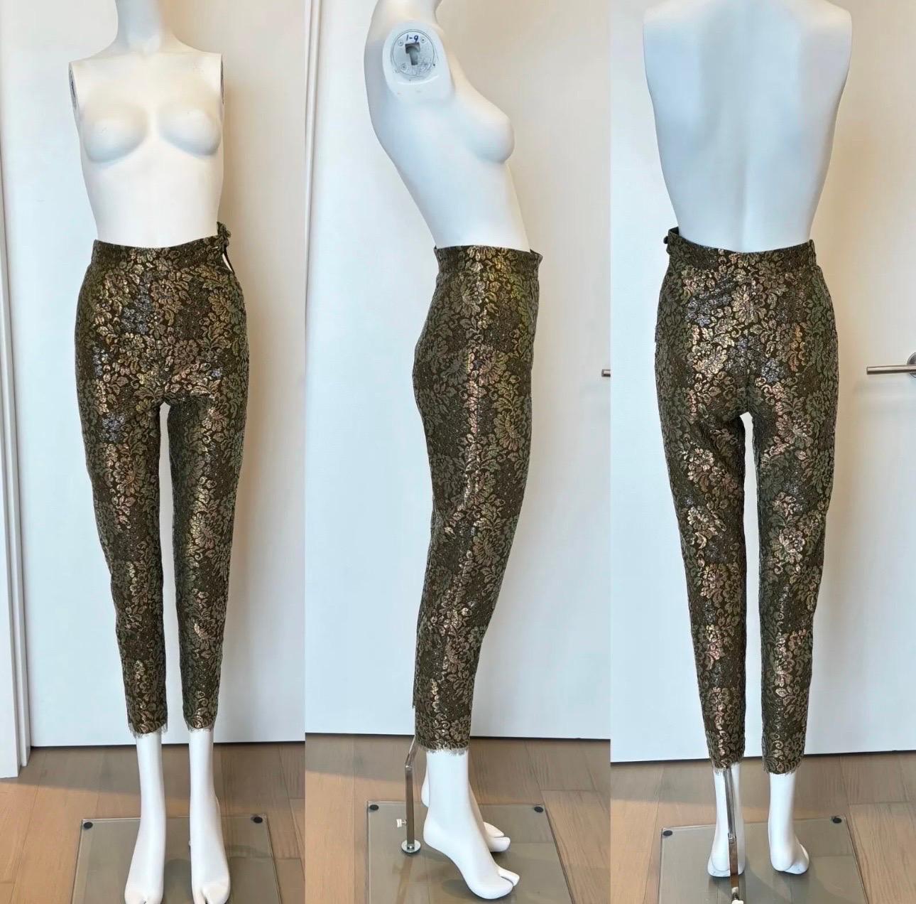 Black ANGELO TARLAZZI Vintage Lace Pant Set Ensemble For Sale