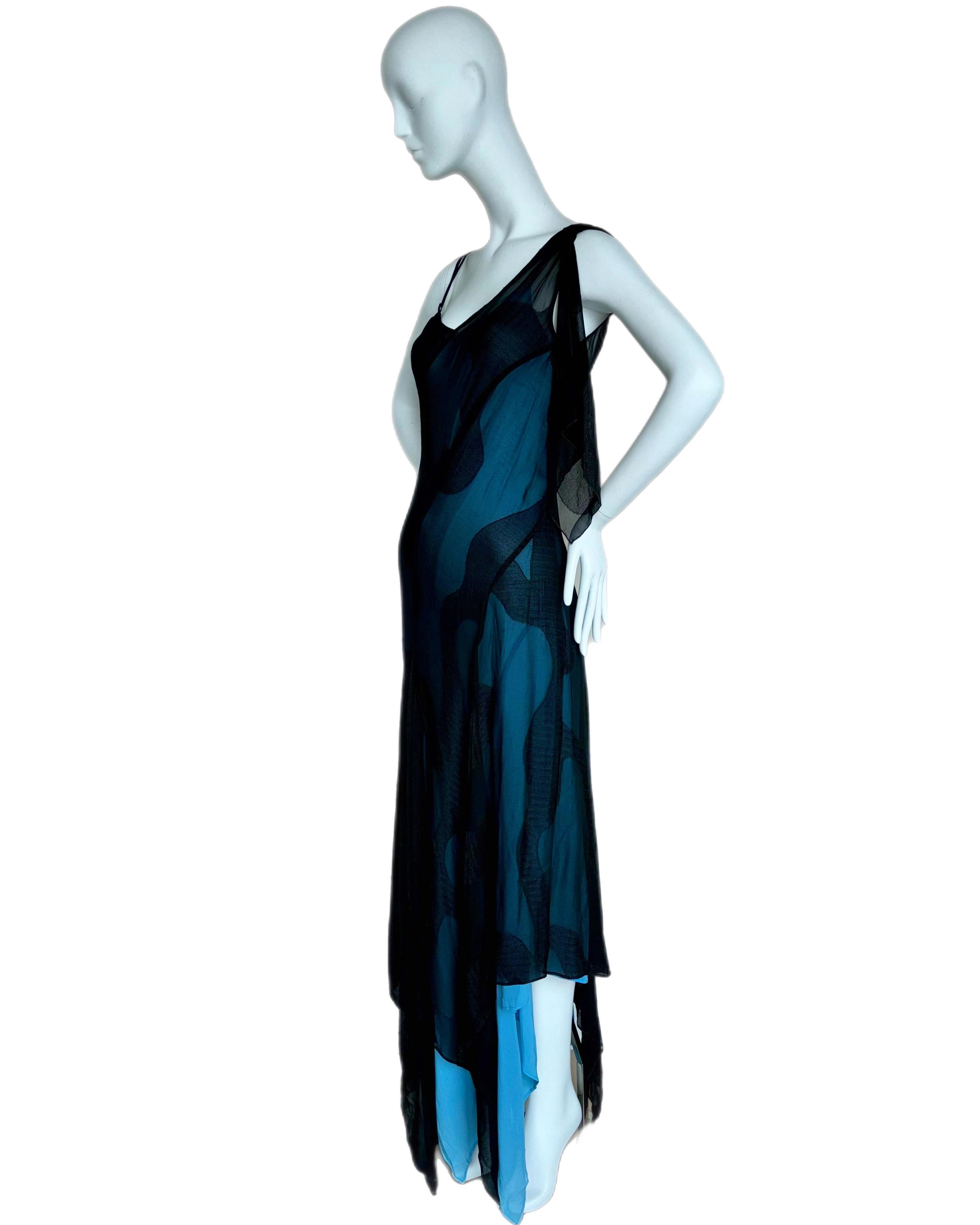 ANGELO TARLAZZI Vintage Silk Handkerchief Gown maxi dress In Excellent Condition In Leonardo, NJ