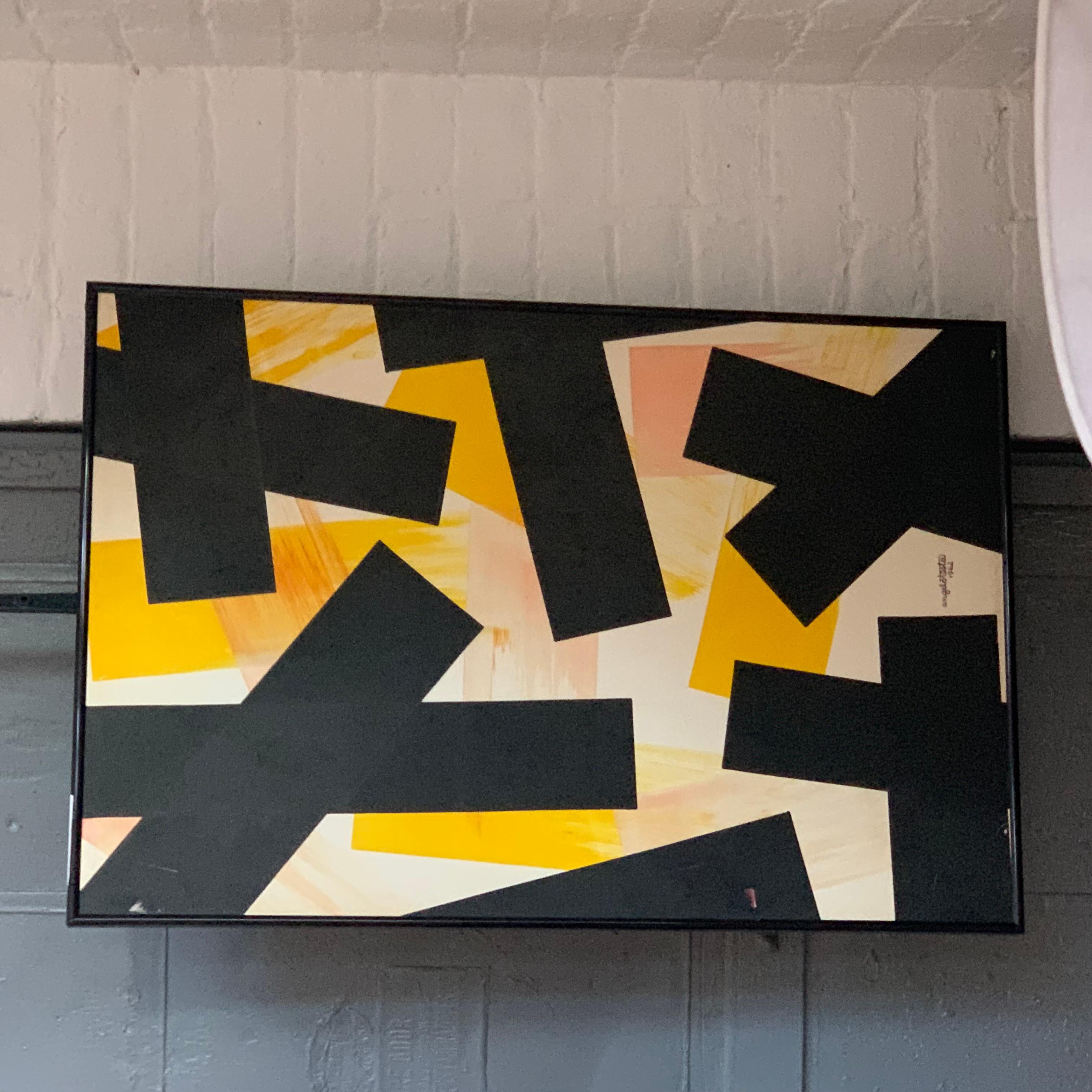 Angelo Testa Abstract Marigold and Black Hard-Edge Color Field Painting, 1962 For Sale 1