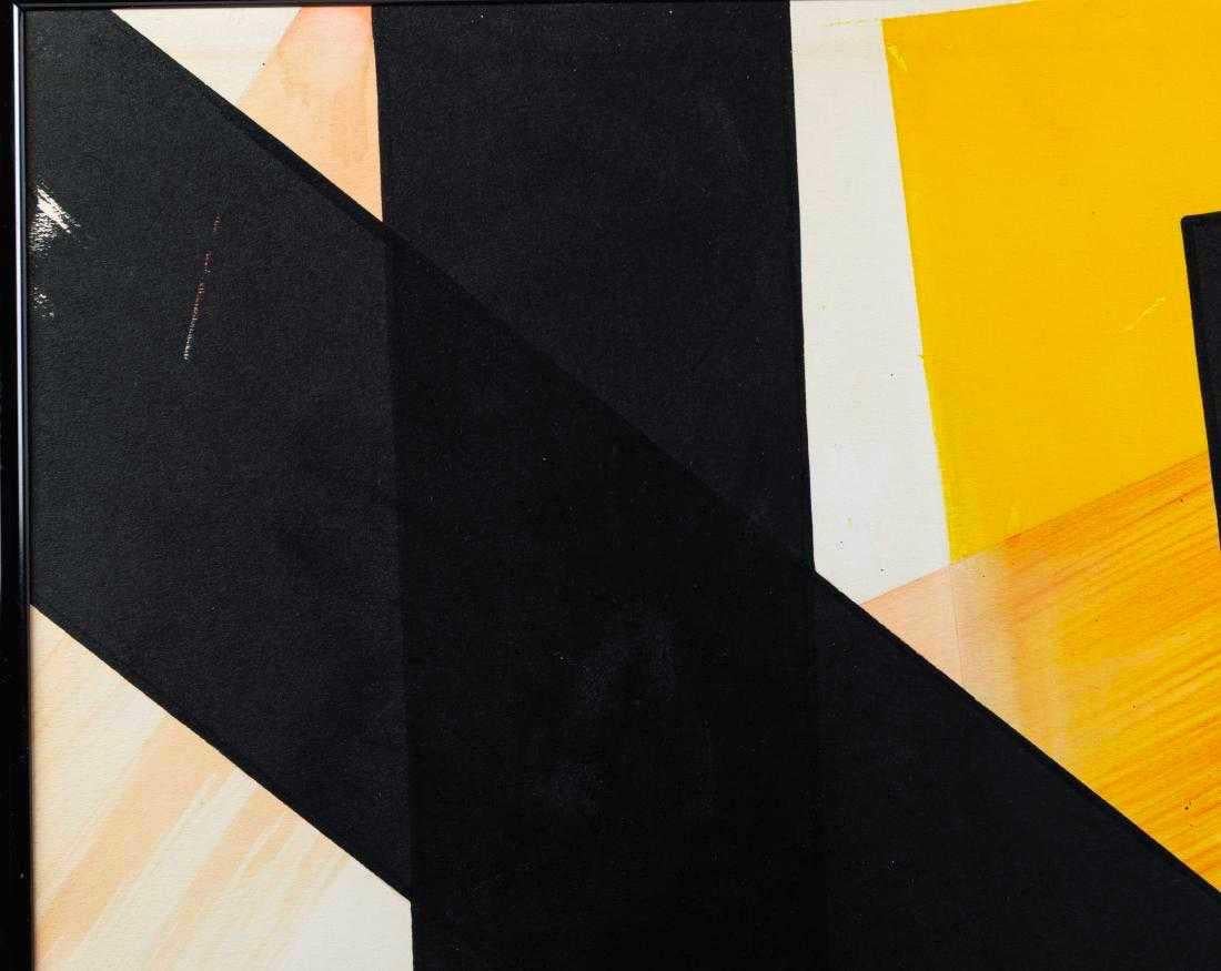 Mid-Century Modern Angelo Testa Abstract Marigold and Black Hard-Edge Color Field Painting, 1962 For Sale