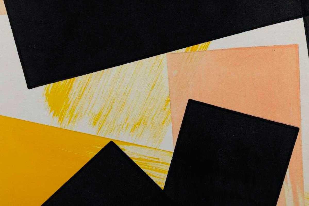 American Angelo Testa Abstract Marigold and Black Hard-Edge Color Field Painting, 1962 For Sale