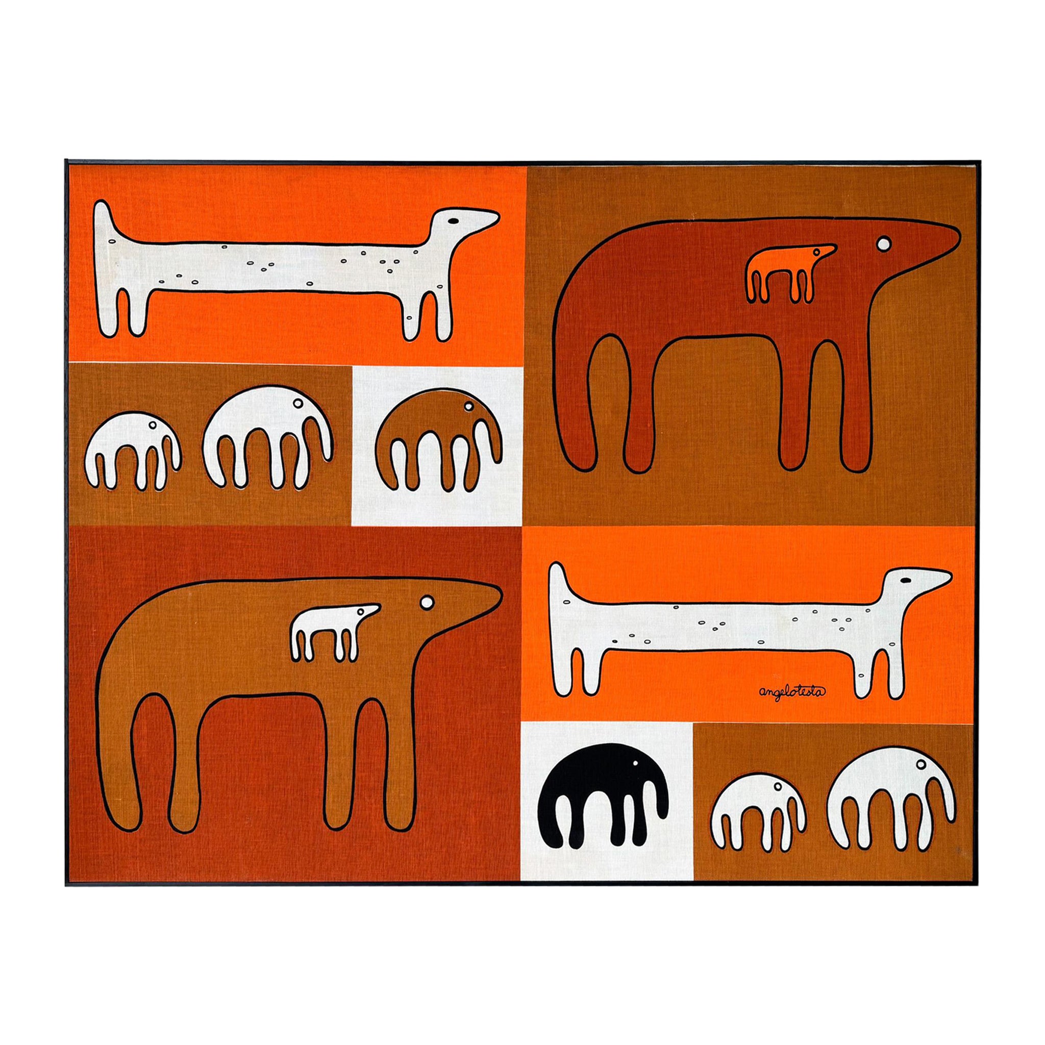 Angelo Testa Screenprint Textile, Framed