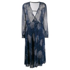 A.N.G.E.L.O. Vintage Cult blu semitransparent midi chemisier 70s dress