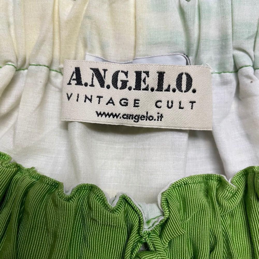 A.N.G.E.L.O. Vintage Cult green and yellow cotton 70s patchwork skirt For Sale 2