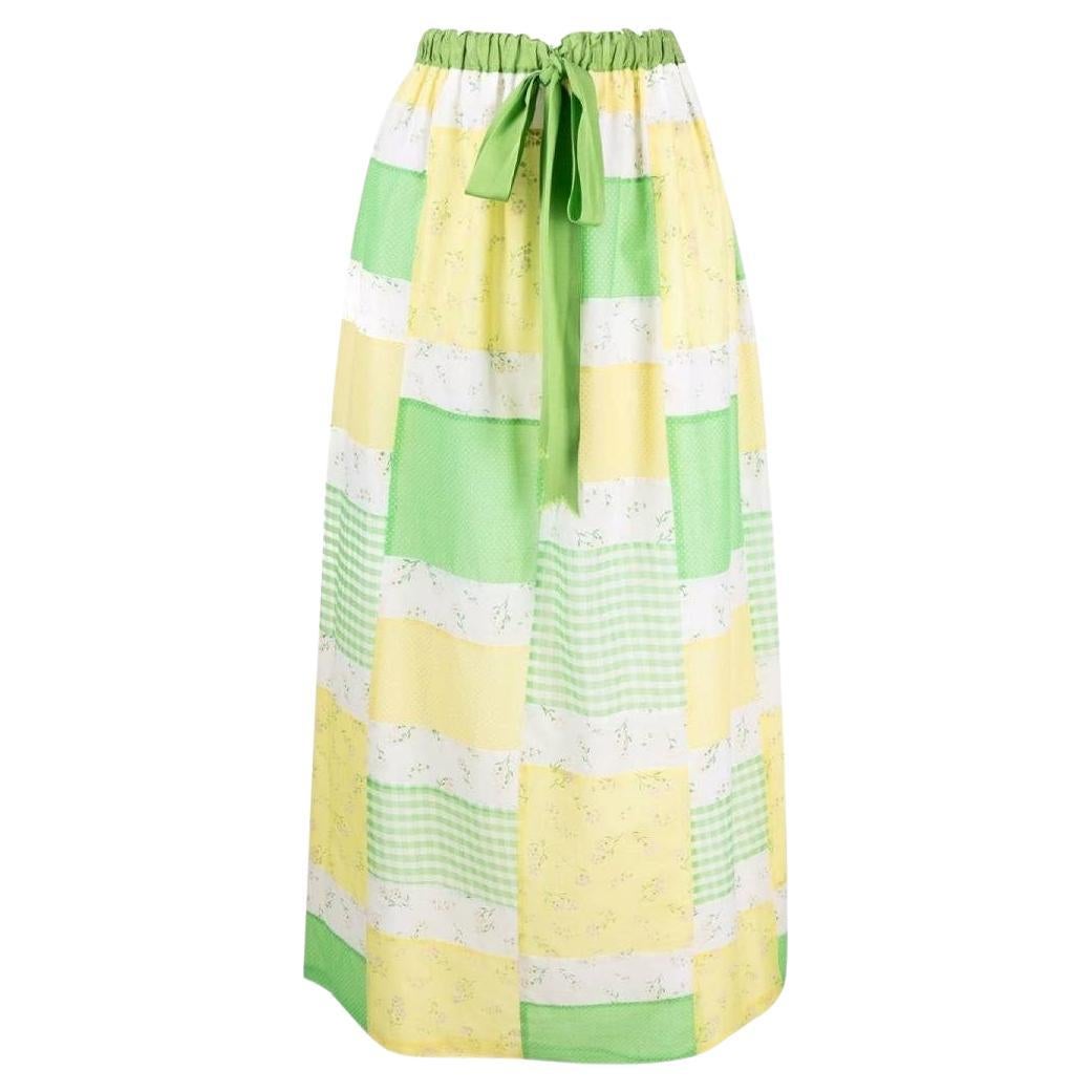 A.N.G.E.L.O. Vintage Cult green and yellow cotton 70s patchwork skirt For Sale