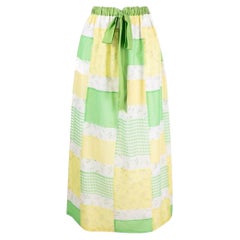 A.N.G.E.L.O. Vintage Cult green and yellow cotton 70s patchwork skirt