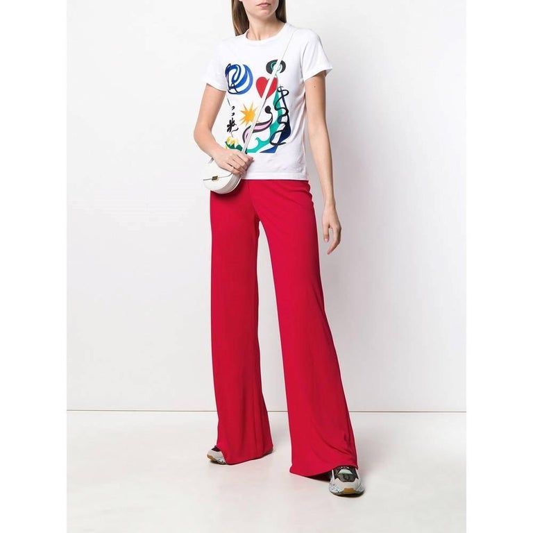 A.N.G.E.L.O. Vintage Cult red viscose 70s palazzo trousers For Sale at