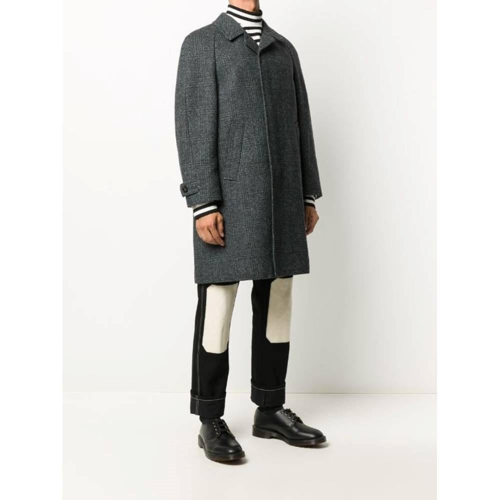 A.N.G.E.L.O. Vintage Cult x Canda International blue melange wool 90s coat In Excellent Condition For Sale In Lugo (RA), IT