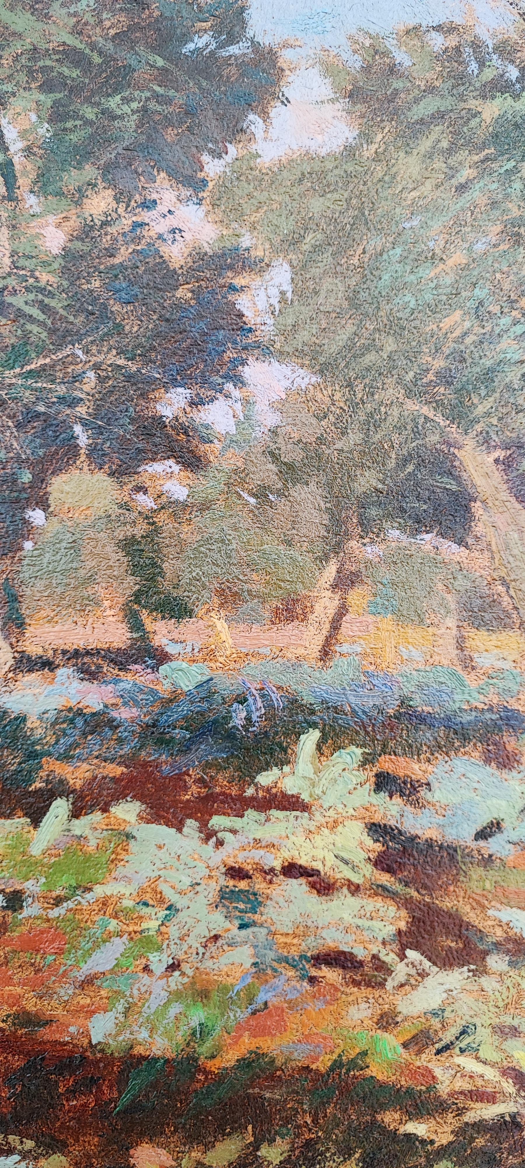 Jardinière d'olivier de Livorno Salviano avec artichauts - Marron Landscape Painting par Angelo Volpe