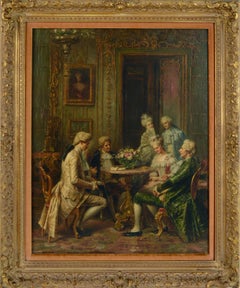 Late 19th Century Fine Parlor Scene, Rococo Figurative Interior