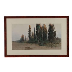 View of Corfu with Monaco. Watercolor on paper. Signed in lower left hand corner.