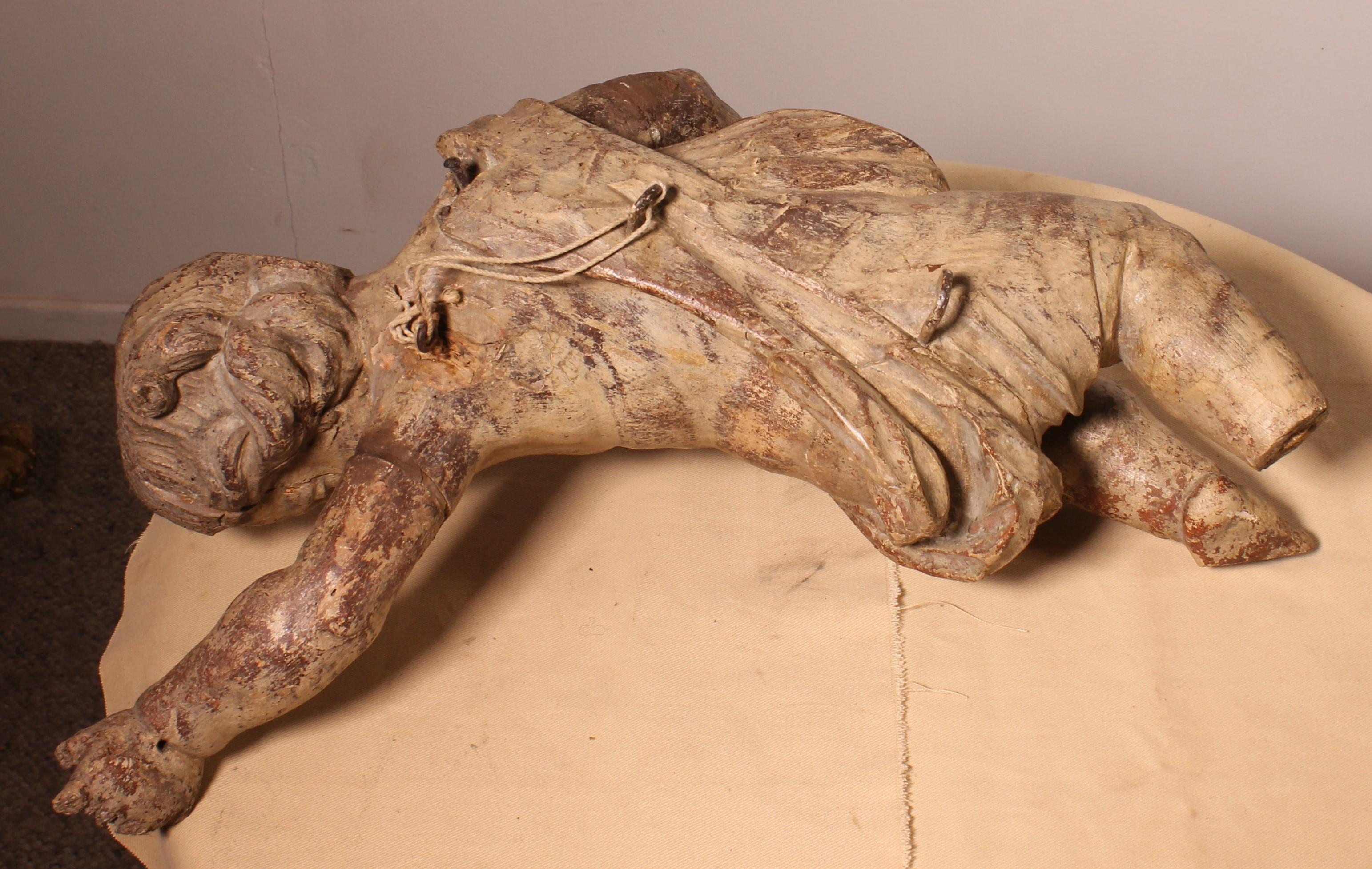Angelot En Bois Sculpté -18° Siècle For Sale 4