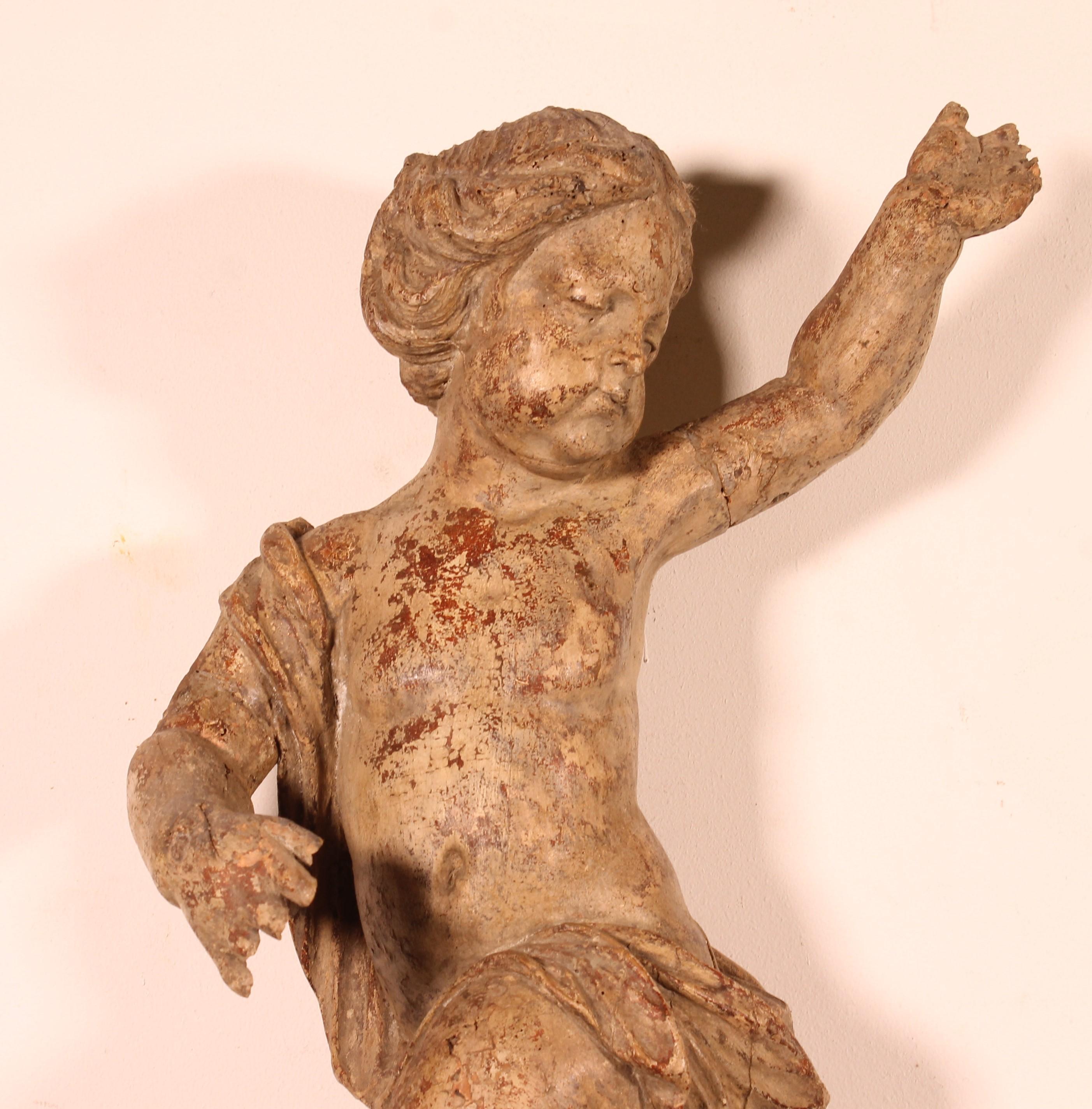 Louis XV Angelot En Bois Sculpté -18° Siècle For Sale