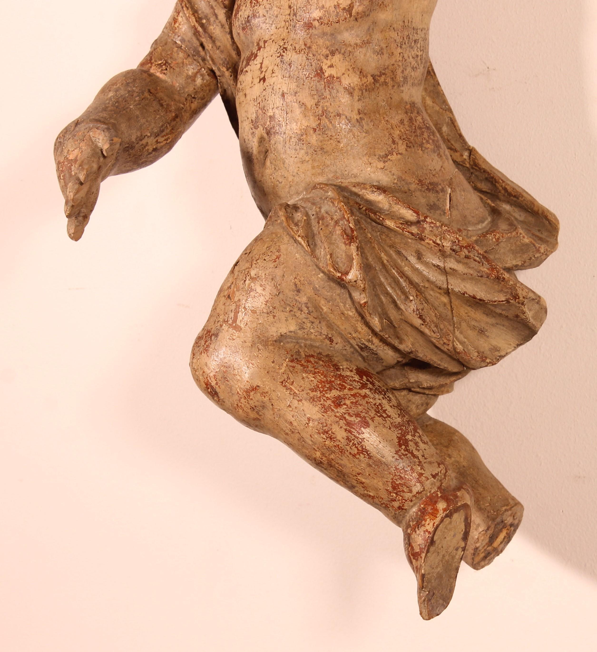 Angelot En Bois Sculpté -18° Siècle In Good Condition For Sale In Brussels, Brussels