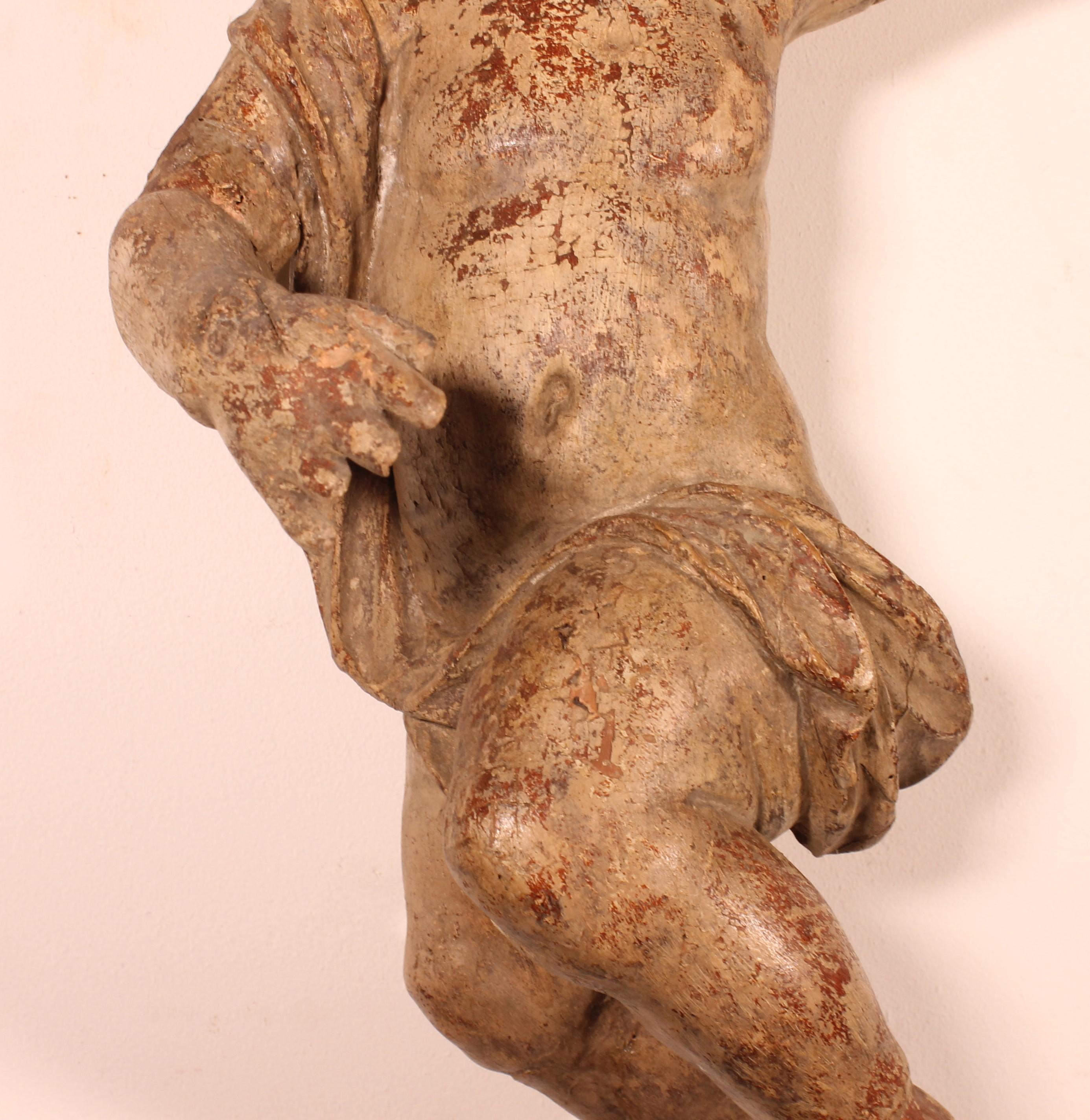 18th Century and Earlier Angelot En Bois Sculpté -18° Siècle For Sale