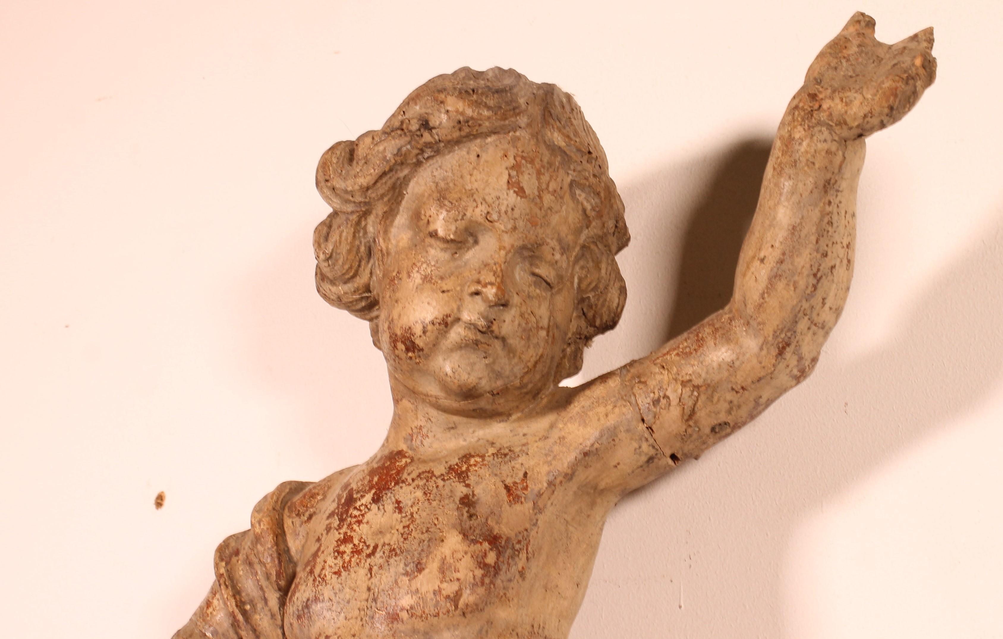 Wood Angelot En Bois Sculpté -18° Siècle For Sale