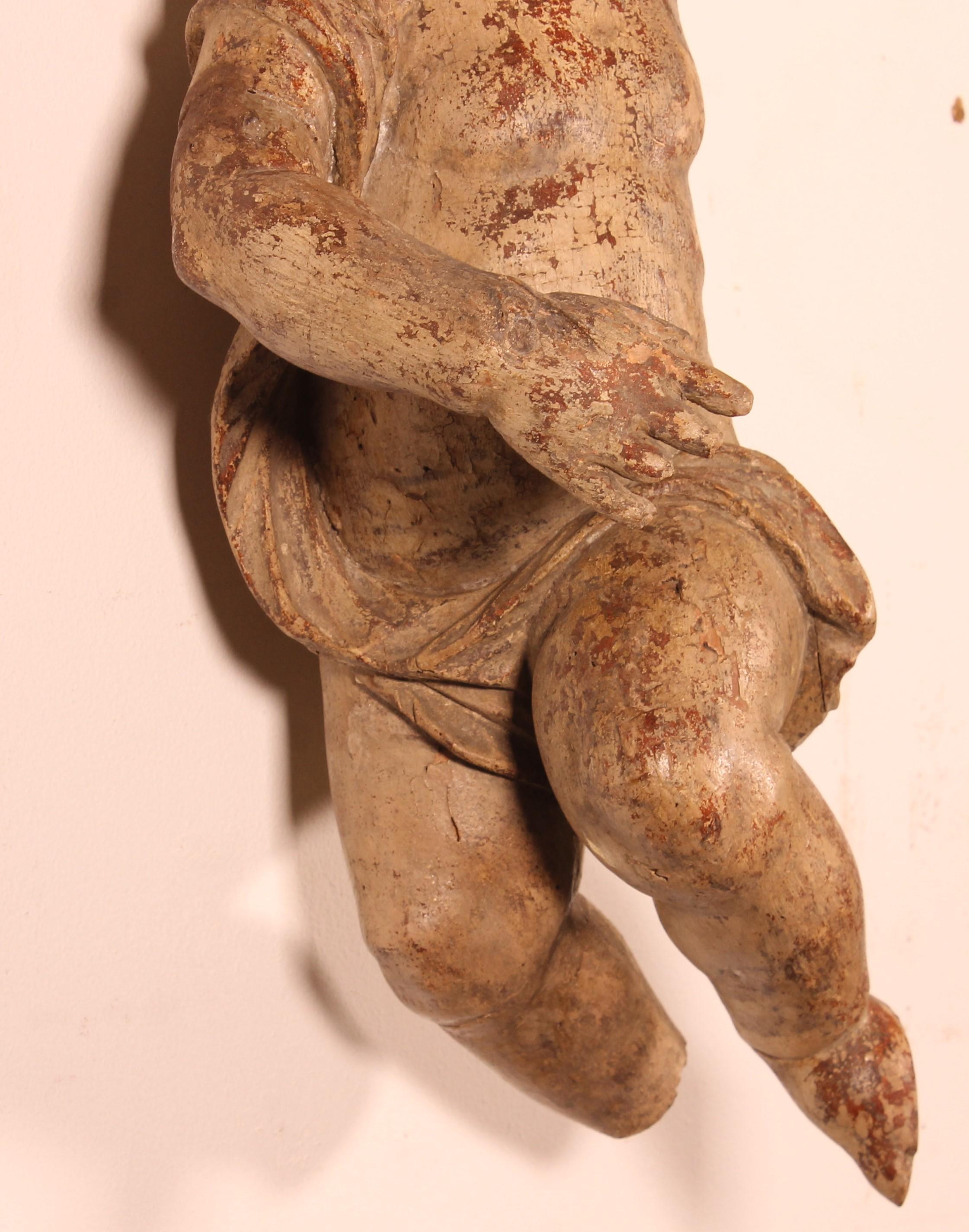 Angelot En Bois Sculpté -18° Siècle For Sale 2