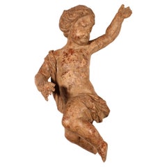 Angelot En Bois Sculpté -18° Siècle