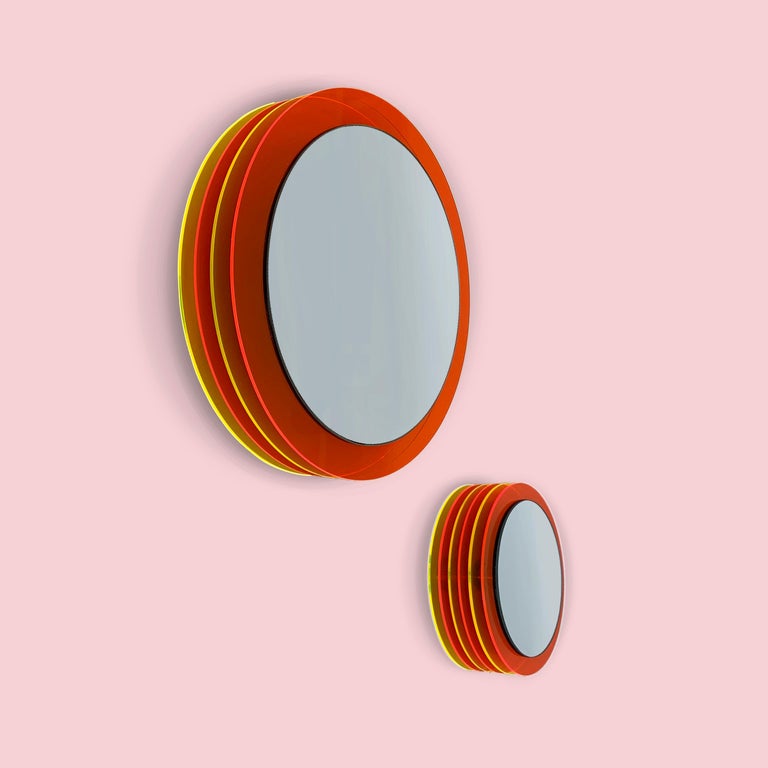 Set Anto wall mirrors with plexiglass, design sculpture by Andreas