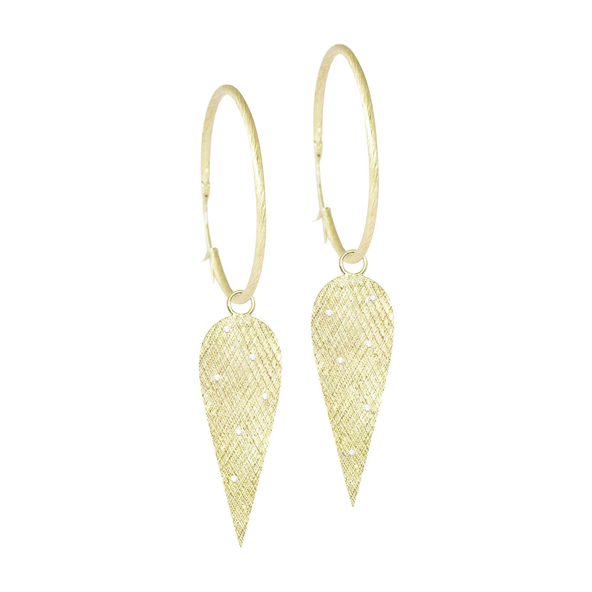 Angel's Wings 36mm Diamond 18 Karat Gold Earrings For Sale