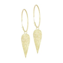 Boucles d'oreilles en or 18 carats avec ailes d'ange en diamants de 36 mm