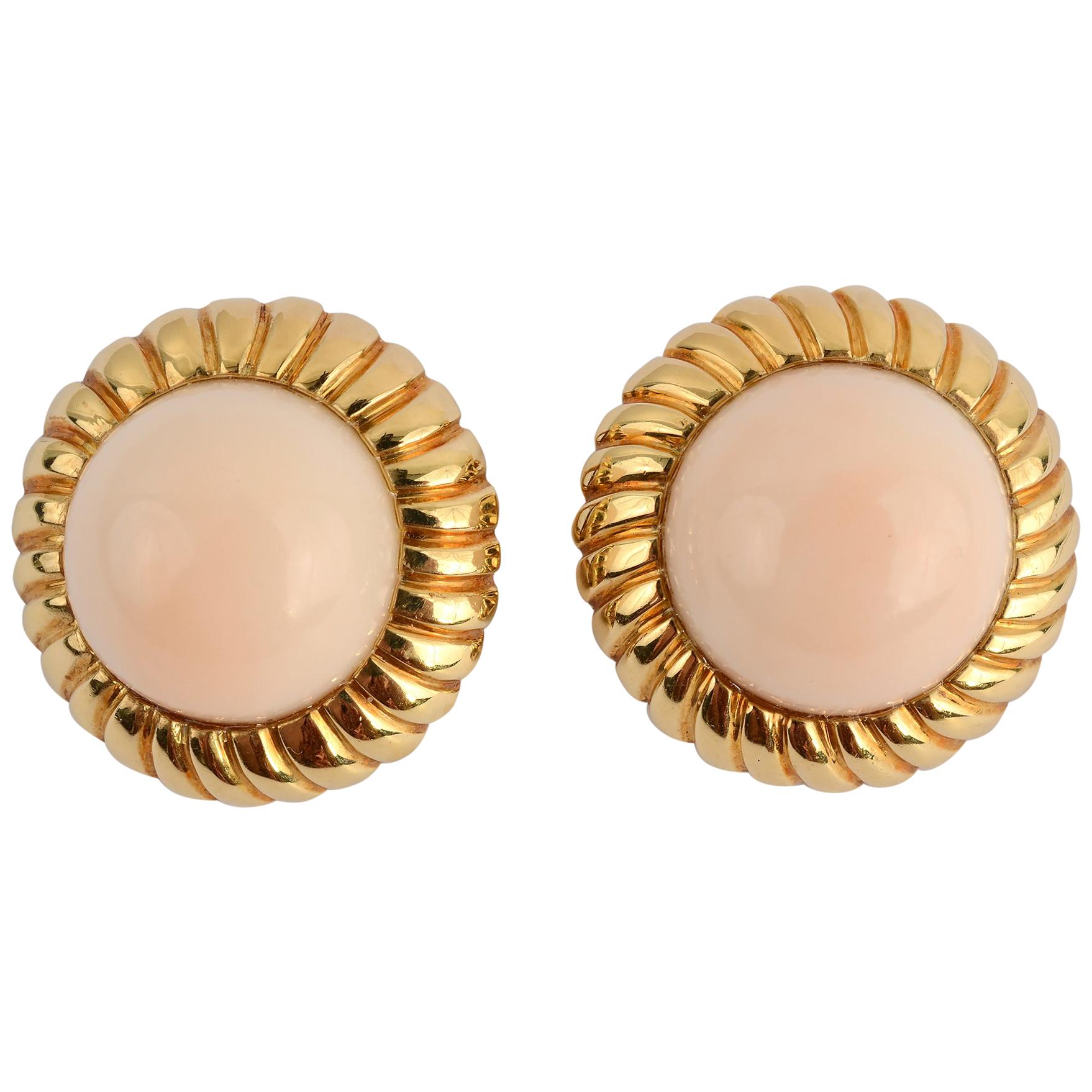 Angelskin Coral Gold Earrings