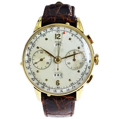 Angelus 18 Karat Yellow Gold Art Deco Chrono/Calendar circa 1940s High Grade