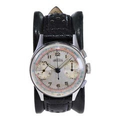 Angelus Stainless Steel Two Register Chronograph Manual Watch, 1940s