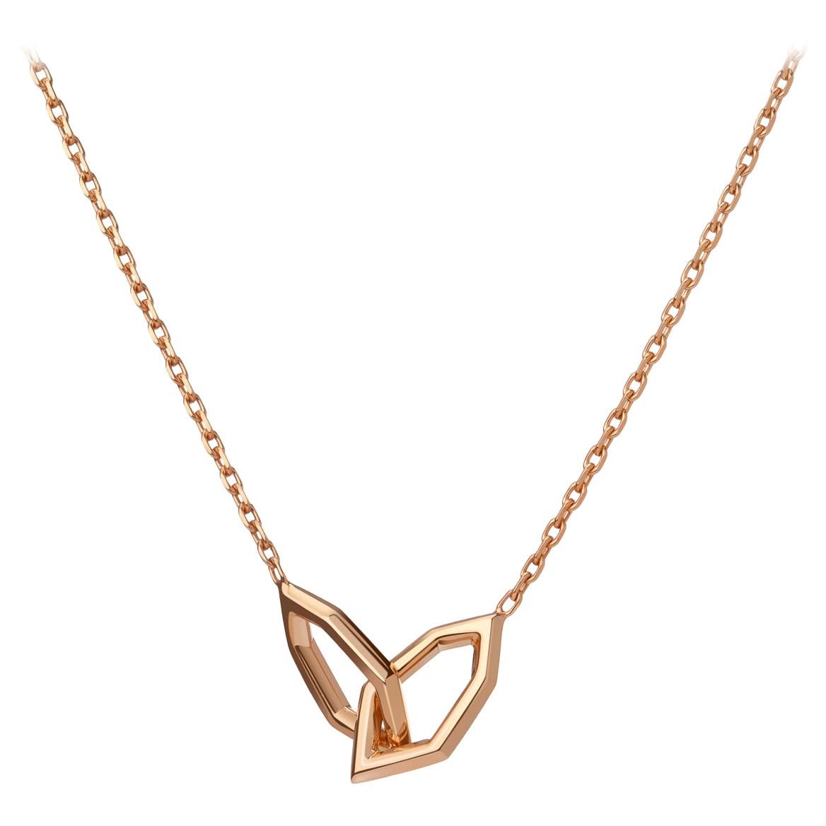 Angie Marei Amanti Chain-Linked Hexagon Pendant Necklace in 18 Karat Gold