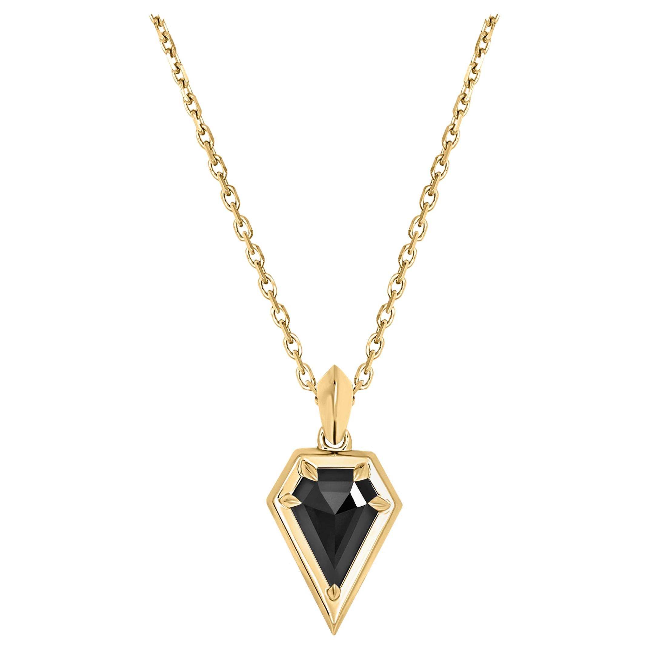 Angie Marei Aphrodite 1.20 Carat Black Diamond Pendant Necklace, 18 Karat Yellow