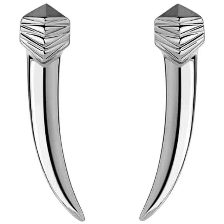 Angie Marei Damian Horn Dagger Earrings in 18 Karat White Gold