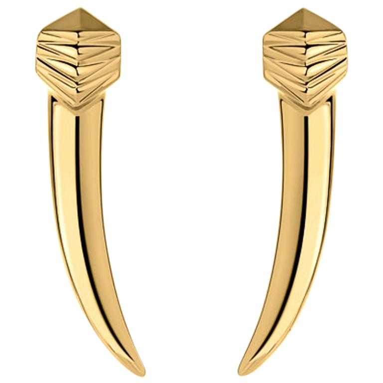Angie Marei Damian Horn Dagger Earrings in 18 Karat Yellow Gold