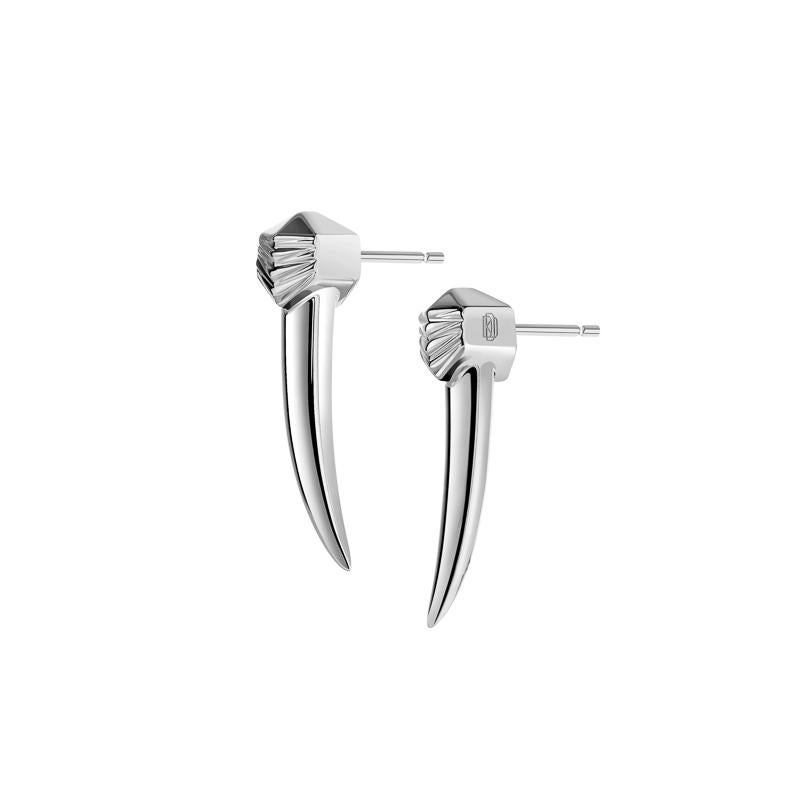 Damian Horn Dagger Earrings in 18K White Gold by Angie Marei.
Approximately 1