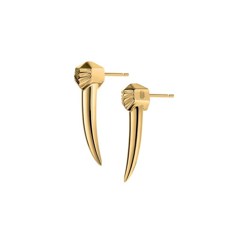 18 Karat Yellow Gold Horn Earrings. Approximately 1