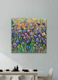 Blue Iris Fields, Painting, Oil on Canvas