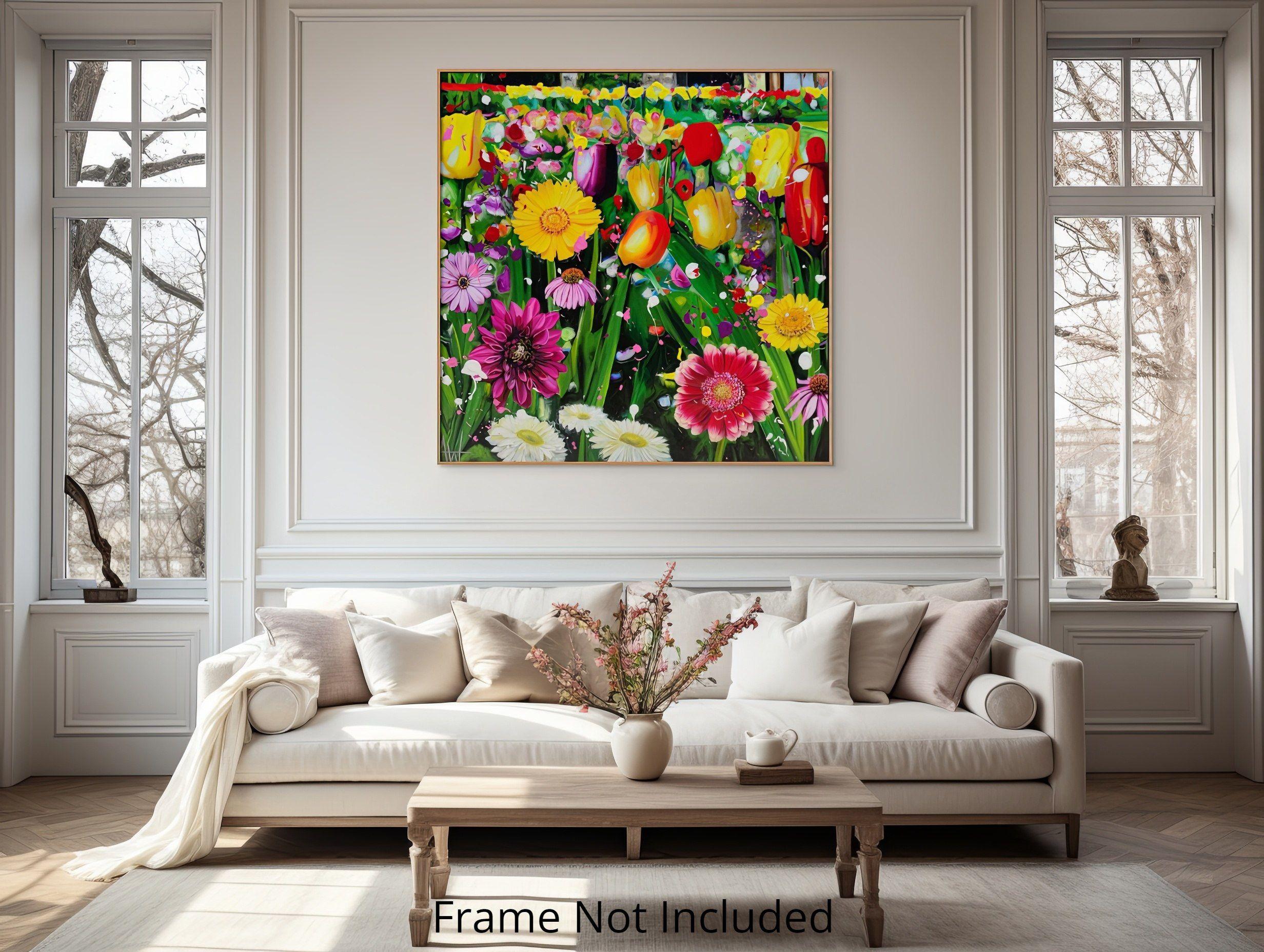 Fiesta floral!, Pintura, Óleo sobre lienzo - Painting Contemporáneo de Angie Wright