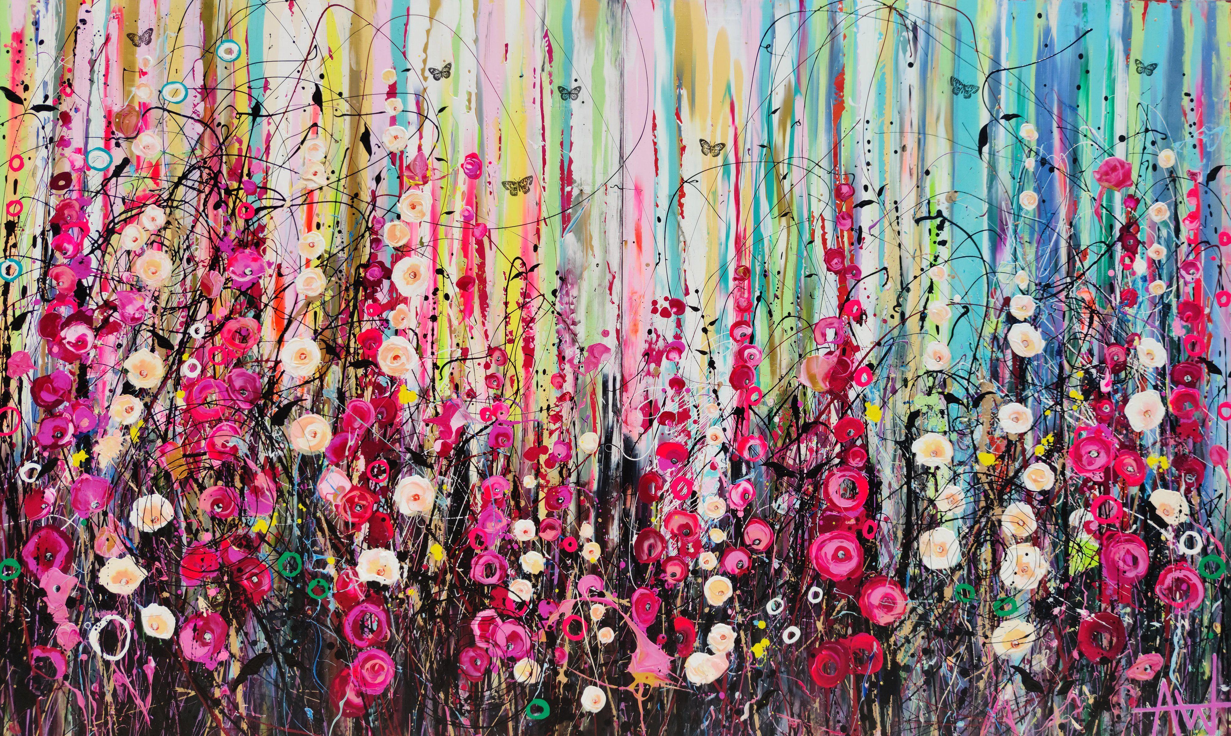 Angie Wright Abstract Painting - Foxgloves - Diptych, Painting, Acrylic on Canvas