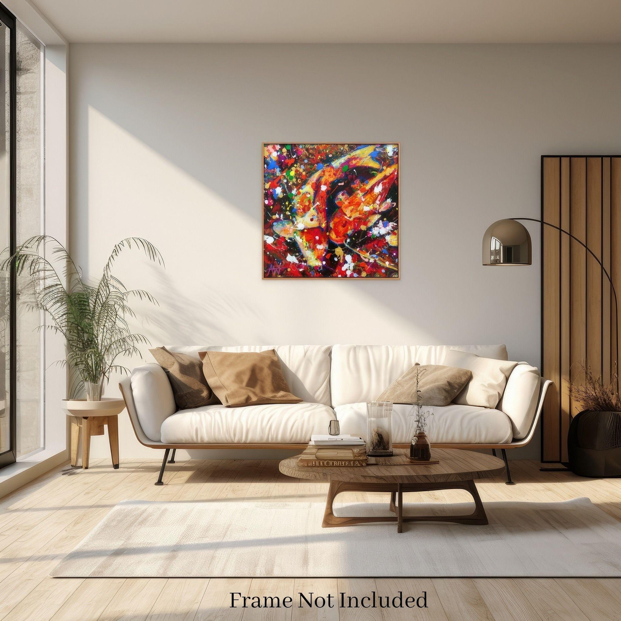 Koi d'oro, Pittura, Olio su tela - Abstract Painting Marrone di Angie Wright